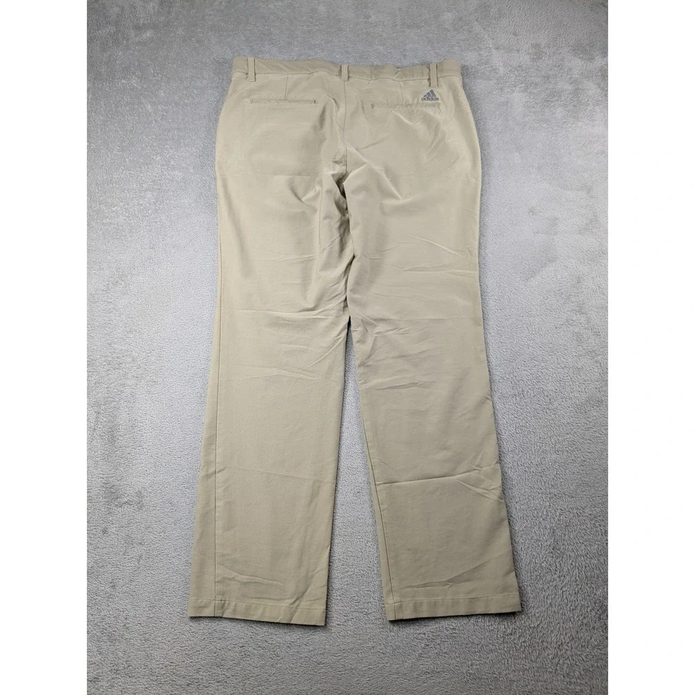 Adidas Mens Golf Pants Tan Khaki Performance Trousers 37x28 Athletic Chino